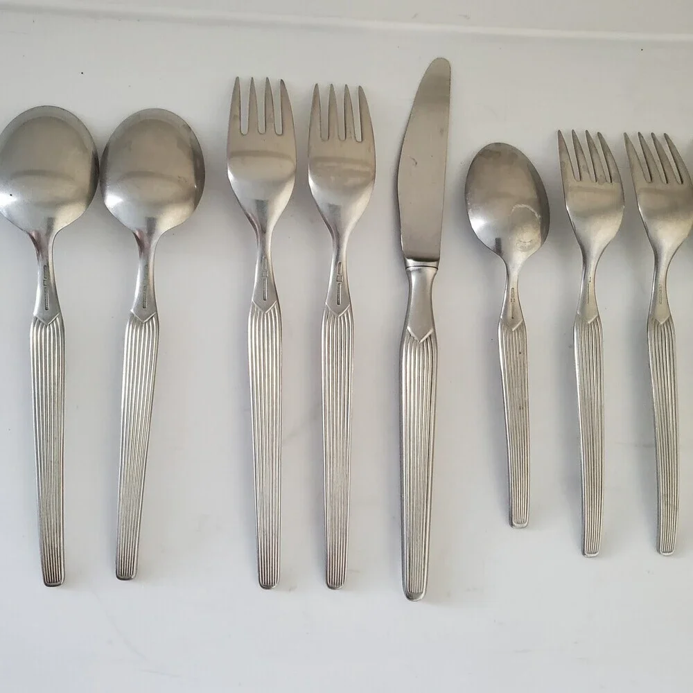 WIRTHS 18/8 Germany Stainless Steel Flatware Set 11 Pieces Ribbed Handle Vintage